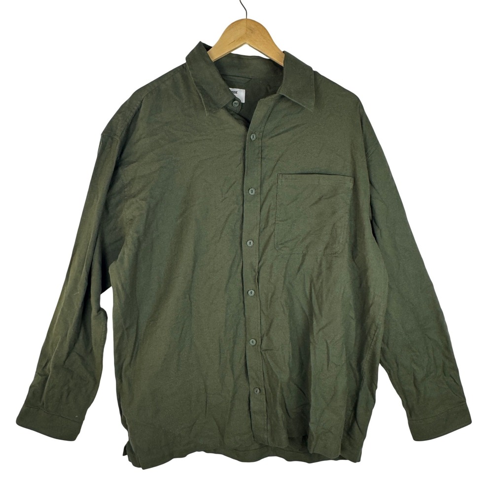 Mode of One Mens Relaxed-Fit Flannel Shirt Wild Ivy Green Cotton L 100197730‎